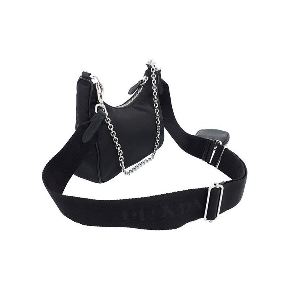 Prada Shoulder 2005 Black Bag Chain Saffiano Leather ReEdition